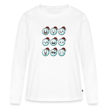 9 Schneebälle mit Weihnachtsmütze - Frauen Premium Bio Langarmshirt - Weiß - Vorne - Julia (174cm)