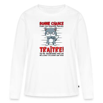 Depart Collegue de Travail Nouvel Emploi Bn chance - T-shirt manches longues Premium bio Femme - blanc - Devant - Julia (174cm)