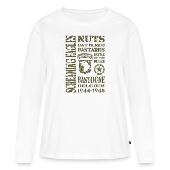 AVM Bastogne NUTS Battle Bulge Bâtards battus - T-shirt manches longues Premium bio Femme - blanc - Devant - Julia (174cm)