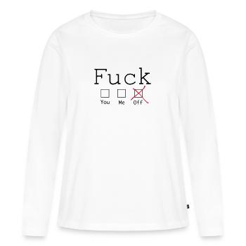 Fuck off 2c - T-shirt manches longues Premium bio Femme - blanc - Devant - Julia (174cm)
