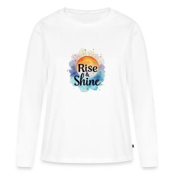 "Rise & Shine" T-shirt modern design - Women's Premium Organic Long Sleeve Shirt - white - Front - Julia (174cm)