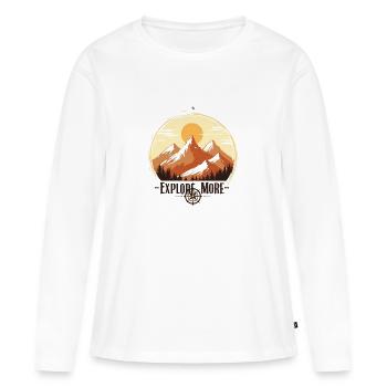 T-Shirt – Une soif d’aventure rencontre le minimalisme - T-shirt manches longues Premium bio Femme - blanc - Devant - Julia (174cm)