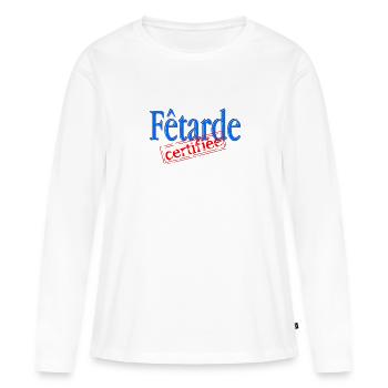 Fêtarde certifiée - T-shirt manches longues Premium bio Femme - blanc - Devant - Julia (174cm)