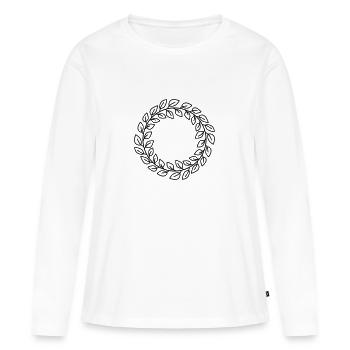 floraler Lorbeerkranz - Frauen Premium Bio Langarmshirt - Weiß - Vorne - Julia (174cm)