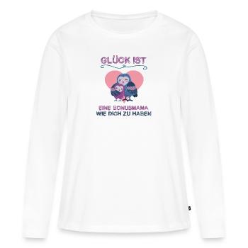 Glück ist eine Bonusmama wie Dich zu haben Mama - Frauen Premium Bio Langarmshirt - Weiß - Vorne - Julia (174cm)