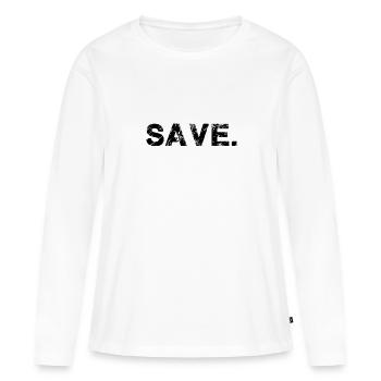 enregistrer,sécurisé,effacer,police,typo - T-shirt manches longues Premium bio Femme - blanc - Devant - Julia (174cm)