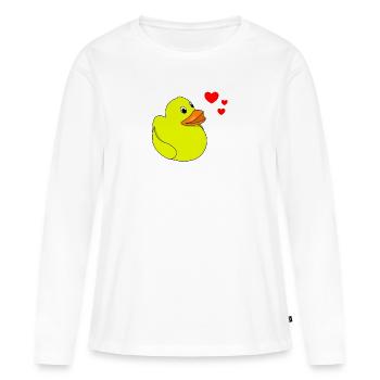 Quietscheente Valentinstag - Frauen Premium Bio Langarmshirt - Weiß - Vorne - Julia (174cm)