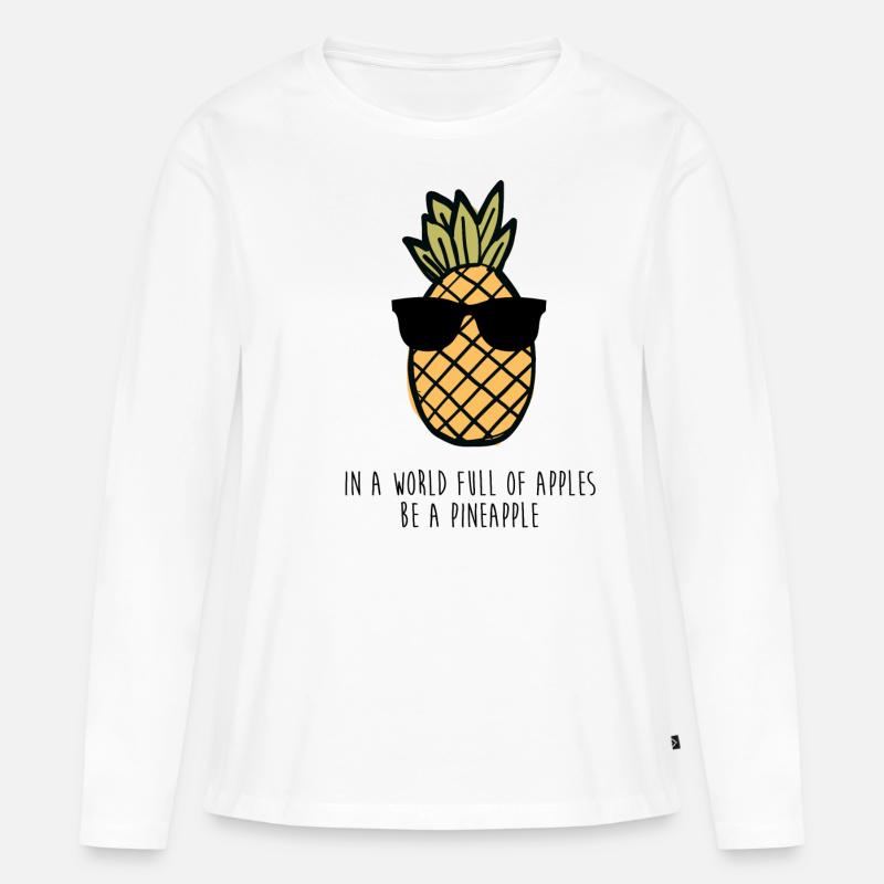 Ananas Pineapple Cool Geschenk - Frauen Premium Bio Langarmshirt - Weiß