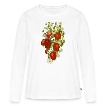 Erdbeeren - Frauen Premium Bio Langarmshirt - Weiß - Vorne - Julia (174cm)