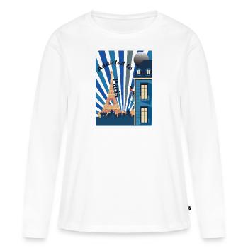 Accro à Paris la nuit - T-shirt manches longues Premium bio Femme - blanc - Devant - Julia (174cm)