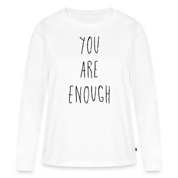 Vous êtes assez | Vous êtes assez inspirant - T-shirt manches longues Premium bio Femme - blanc - Devant - Julia (174cm)