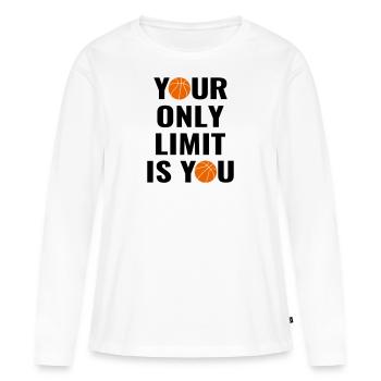 Basket basket basketteur Basketballmanschaft Proverbe - T-shirt manches longues Premium bio Femme - blanc - Devant - Julia (174cm)