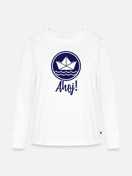 Ahoj - Frauen Premium Bio Langarmshirt - Weiß