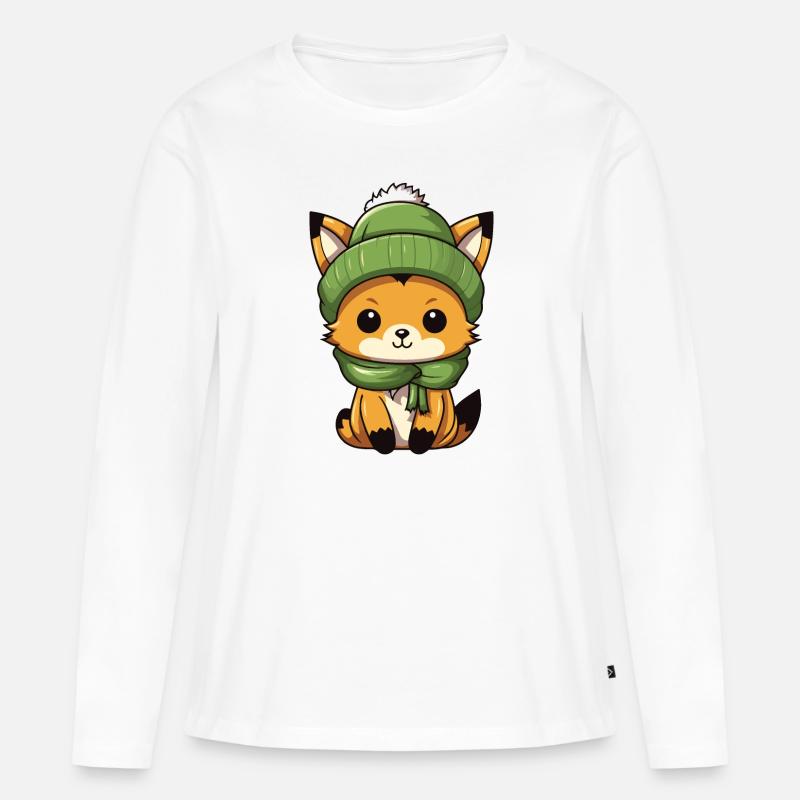Fuchs Winter - Frauen Premium Bio Langarmshirt - Weiß
