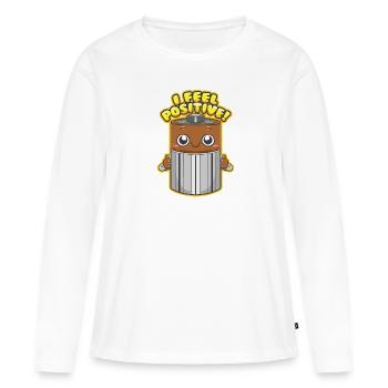 Batterie avec jeu de mots drôle - T-shirt manches longues Premium bio Femme - blanc - Devant - Julia (174cm)