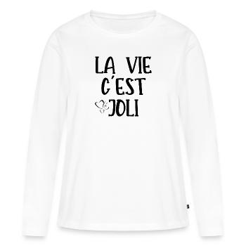la vie c'est joli - T-shirt manches longues Premium bio Femme - blanc - Devant - Julia (174cm)