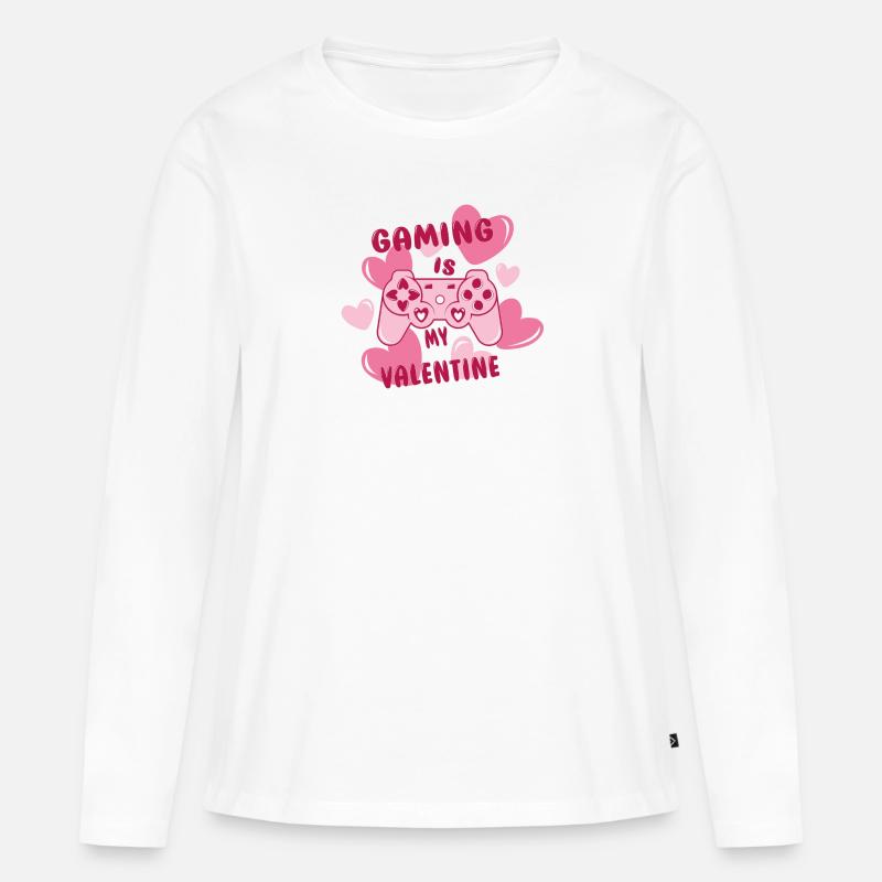 Gaming-Controller - Frauen Premium Bio Langarmshirt - Weiß