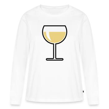 Verre à vin blanc rond (Vin blanc / Vin / 2C) - T-shirt manches longues Premium bio Femme - blanc - Devant - Julia (174cm)