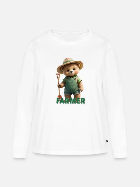 Garten Bär - Frauen Premium Bio Langarmshirt - Weiß