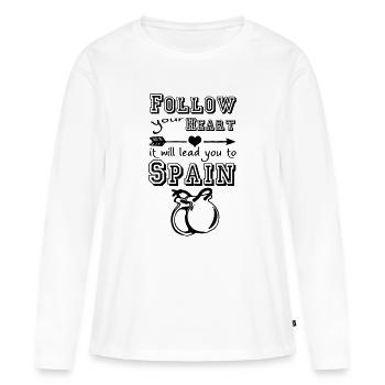 Heart leads you to Spain Spanien Geschenk - Frauen Premium Bio Langarmshirt - Weiß - Vorne - Julia (174cm)