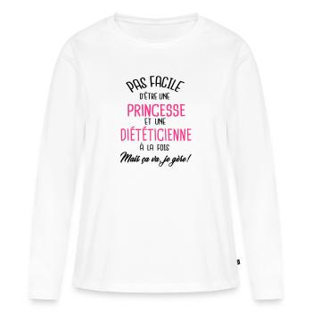 Pas facile d'être princesse et diététicienne - T-shirt manches longues Premium bio Femme - blanc - Devant - Julia (174cm)