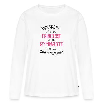 Pas facile d'être princesse et gymnaste - T-shirt manches longues Premium bio Femme - blanc - Devant - Julia (174cm)
