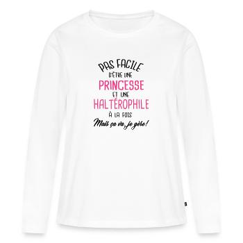Pas facile d'être princesse et halterophile - T-shirt manches longues Premium bio Femme - blanc - Devant - Julia (174cm)