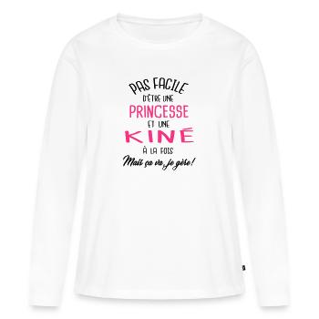 Pas facile d'être princesse et kiné - T-shirt manches longues Premium bio Femme - blanc - Devant - Julia (174cm)