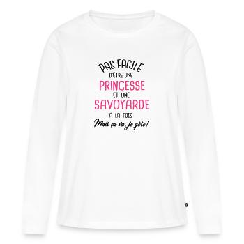 Pas facile d'être princesse et Savoyarde - T-shirt manches longues Premium bio Femme - blanc - Devant - Julia (174cm)