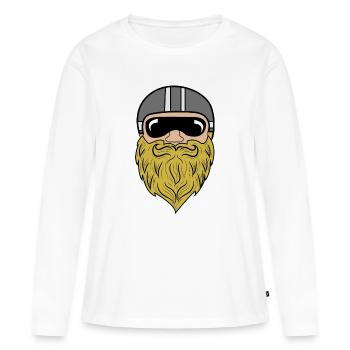 Barbe Barbe Barbe Barbe Coiffure Moustache Barbe Porteur - T-shirt manches longues Premium bio Femme - blanc - Devant - Julia (174cm)
