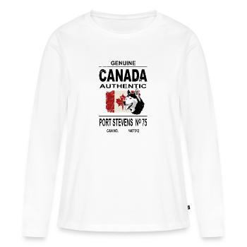 Maple Leaf - Huskys - Canada - Frauen Premium Bio Langarmshirt - Weiß - Vorne - Julia (174cm)