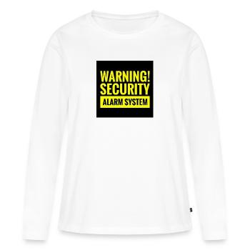 T-shirt d’avis de sécurité dangereux - T-shirt manches longues Premium bio Femme - blanc - Devant - Julia (174cm)