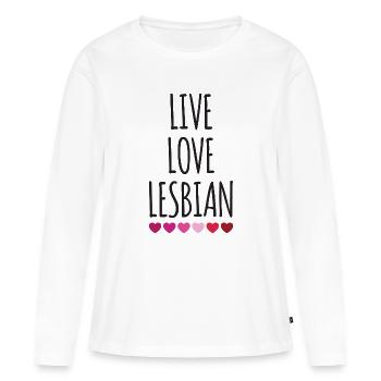 Leben. Liebe. Lesbe. - Frauen Premium Bio Langarmshirt - Weiß - Vorne - Julia (174cm)