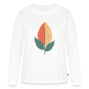 Minimalistisches Blatt - Frauen Premium Bio Langarmshirt - Weiß - Vorne - Julia (174cm)