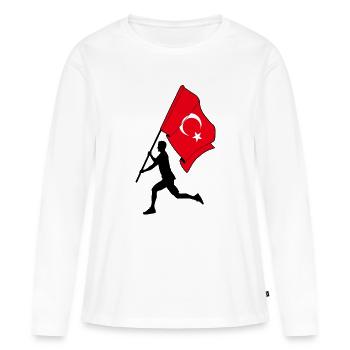 Drapeau de la Turquie homme courant - T-shirt manches longues Premium bio Femme - blanc - Devant - Julia (174cm)
