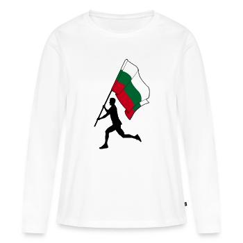 Drapeau Bulgarie homme courant - T-shirt manches longues Premium bio Femme - blanc - Devant - Julia (174cm)