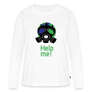 Help me - Women's Premium Organic Long Sleeve Shirt - white - Front - Julia (174cm)