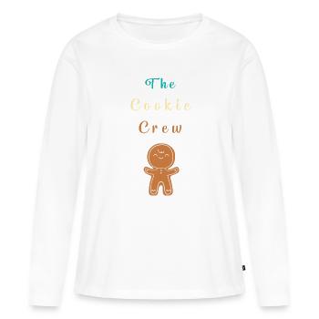 Bonhomme en pain d'épices de Noël en pain d'épices - T-shirt manches longues Premium bio Femme - blanc - Devant - Julia (174cm)