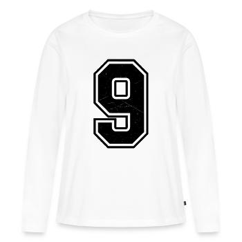 Neuf cassé au look scratch - T-shirt manches longues Premium bio Femme - blanc - Devant - Julia (174cm)