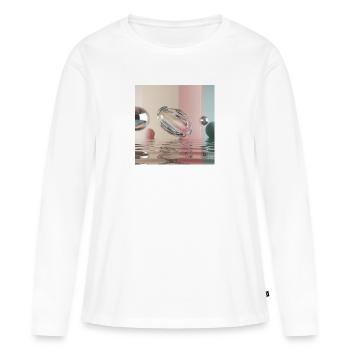 Reflets pastel dans sphère abstraite - T-shirt manches longues Premium bio Femme - blanc - Devant - Julia (174cm)