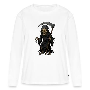 La Faucheuse avec faux - T-shirt manches longues Premium bio Femme - blanc - Devant - Julia (174cm)
