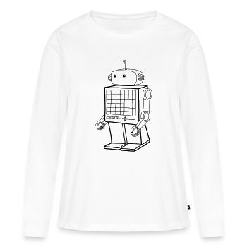 Retro Robot – Vintage AI Android Design - Women's Premium Organic Long Sleeve Shirt - white - Front - Julia (174cm)