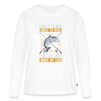 Pêcheurs Pêcheurs Pêcheurs Pêcheurs Pêcheurs Sportifs - T-shirt manches longues Premium bio Femme - blanc - Devant - Julia (174cm)