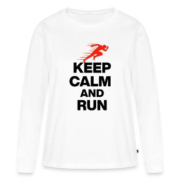 RESTE CALME ET COURS ! MARATHON DE COURSE À JOGGING, CADEAU - T-shirt manches longues Premium bio Femme - blanc - Devant - Julia (174cm)