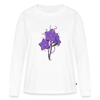 Blume lila mit pink lila Aspekten - Frauen Premium Bio Langarmshirt - Weiß - Vorne - Julia (174cm)
