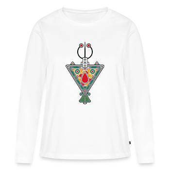 Bijoux de Kabylie - T-shirt manches longues Premium bio Femme - blanc - Devant - Julia (174cm)