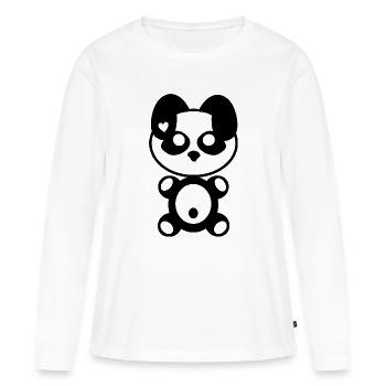 Plush : Pandy - T-shirt manches longues Premium bio Femme - blanc - Devant - Julia (174cm)