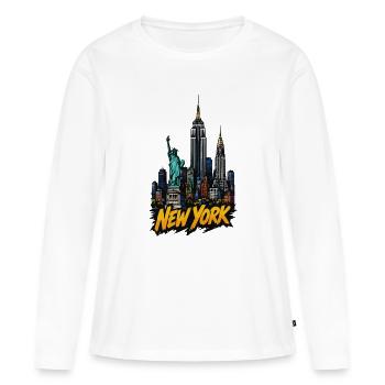 New York Skyline Graffiti Style - T-shirt manches longues Premium bio Femme - blanc - Devant - Julia (174cm)