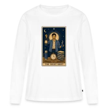 Garde de nuit | Tarot à Travail Shift - T-shirt manches longues Premium bio Femme - blanc - Devant - Julia (174cm)