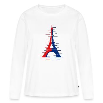 Double bug rouge bleu de la Tour Eiffel - T-shirt manches longues Premium bio Femme - blanc - Devant - Julia (174cm)